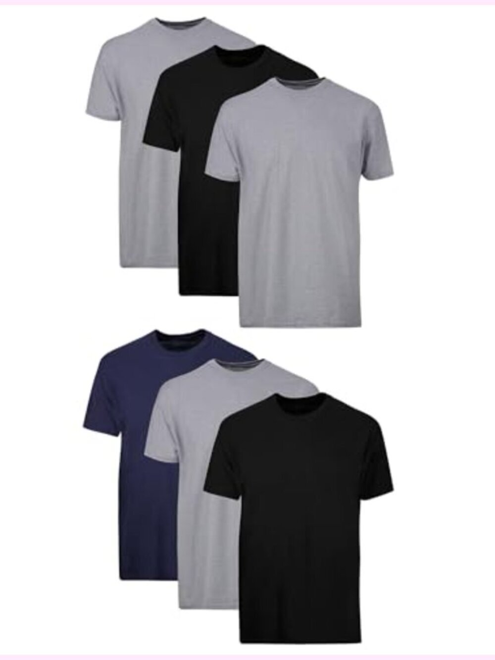 Cotton Undershirts 6-Pack Men's Crew Neck Tag-Free Moisture Wicking Stays Tucked
